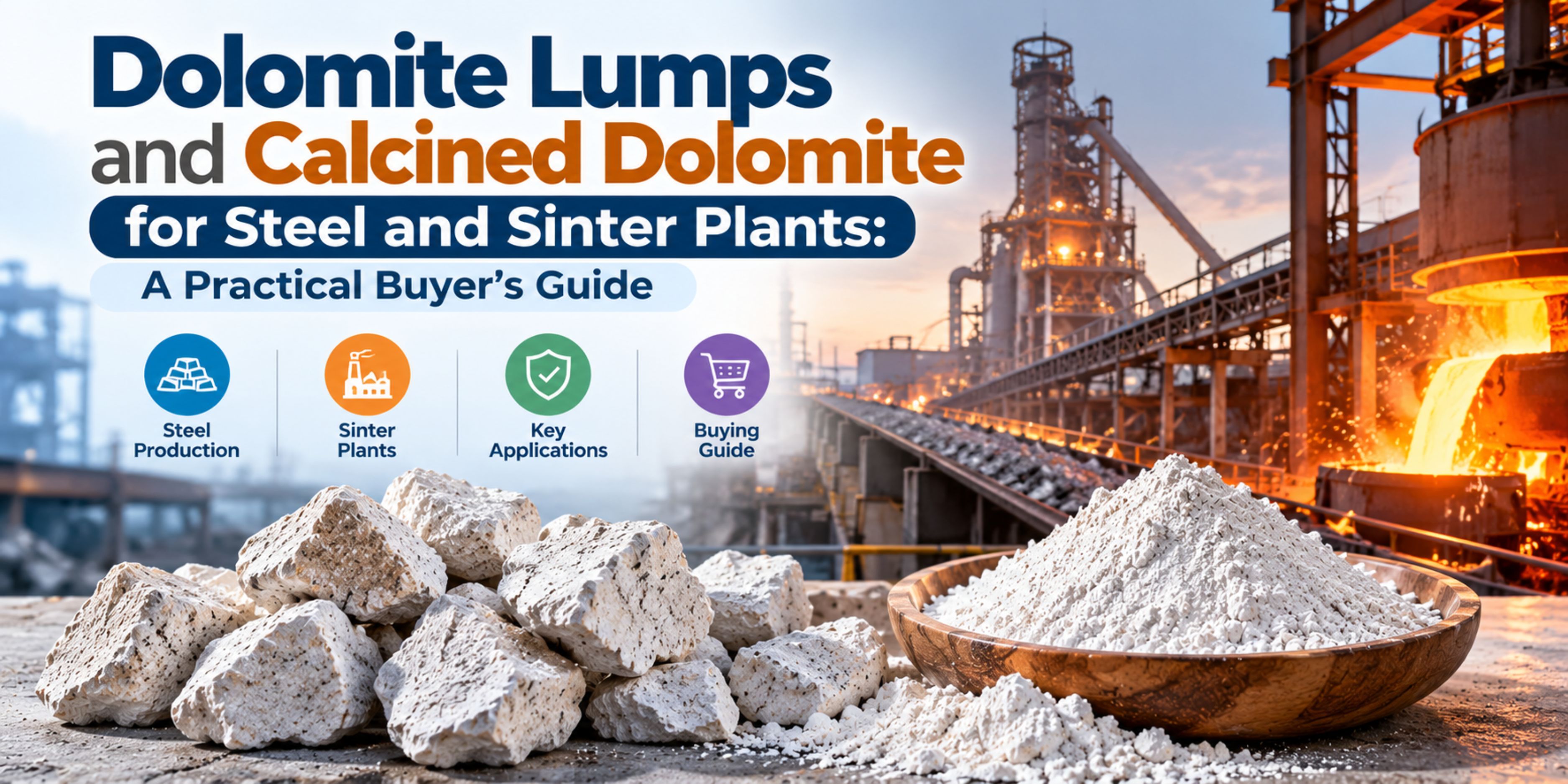Dolomite Lumps and Calcined Dolomite for Steel and Sinter Plants